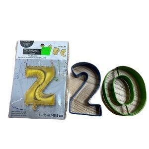 2nd Birthday Cookie Cutter Gold Foil Balloon NEW Zero Cookie Cutter Baking Gold
